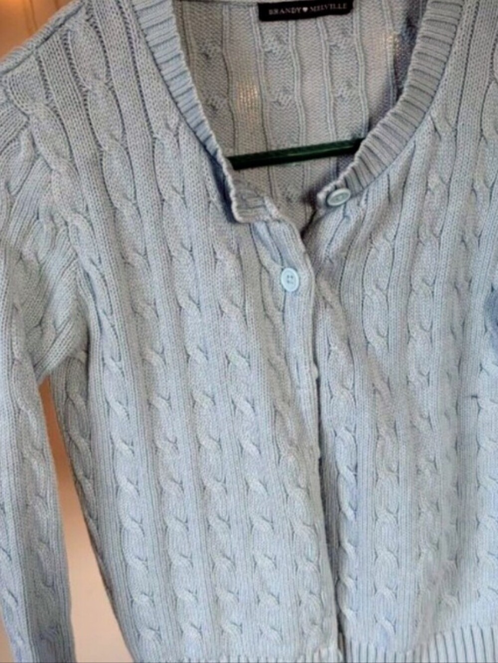 Brandy Melville Pale Blue Cable Knit Cardigan